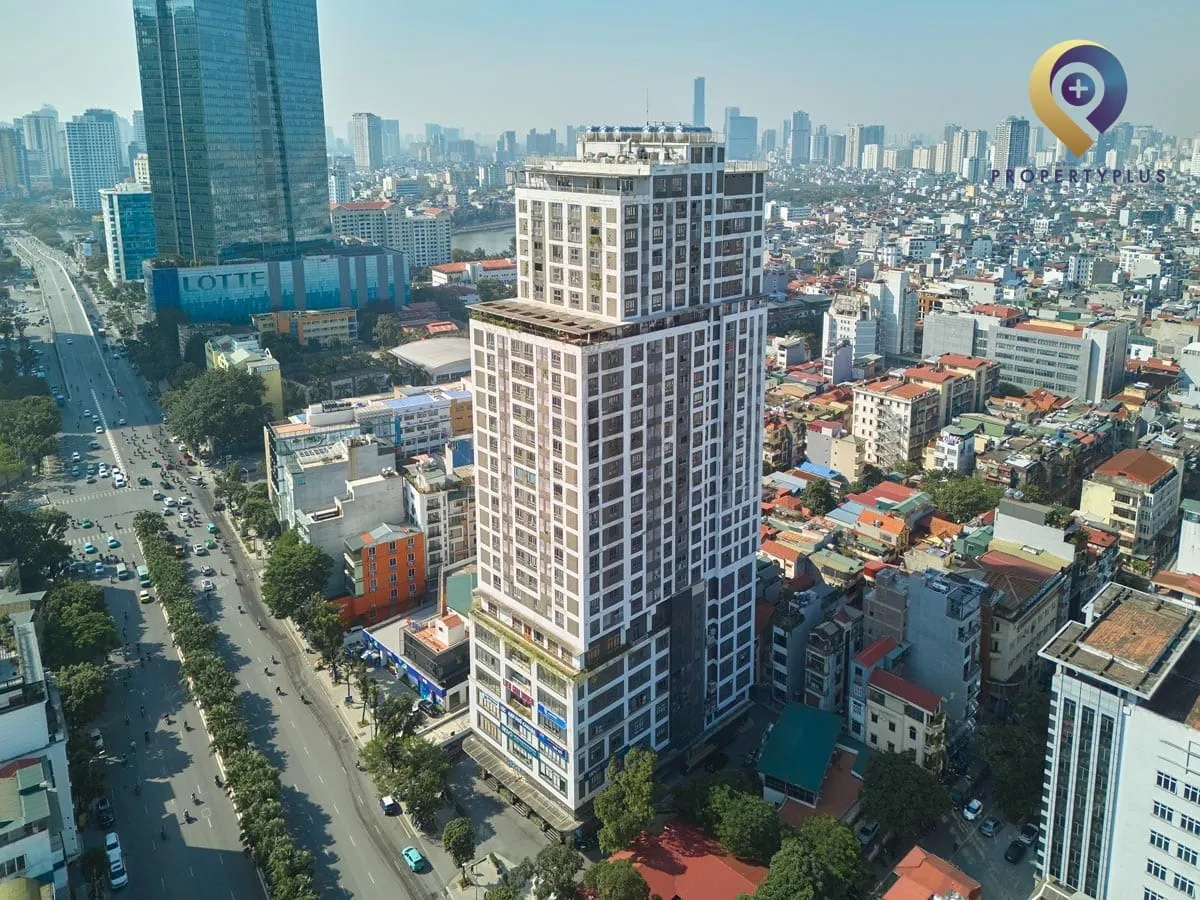 Aerial view of Lieu Giai Tower office building in Ba Dinh, Hanoi.
